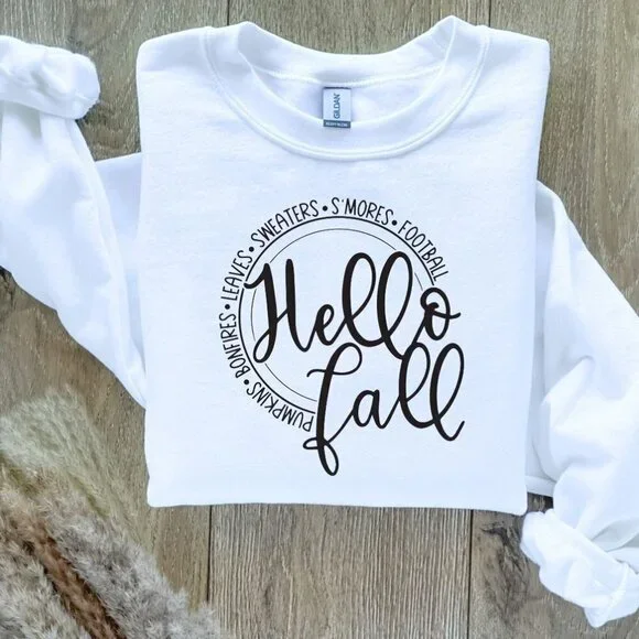 Hello Fall Sweatshirt Sweater - Picture 1 of 5